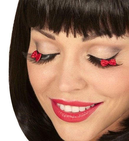 Faux cils noirs avec nœuds rouges 2