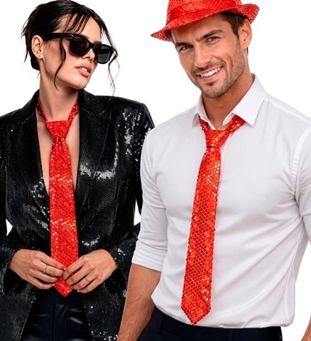Cravate à paillettes rouge 2