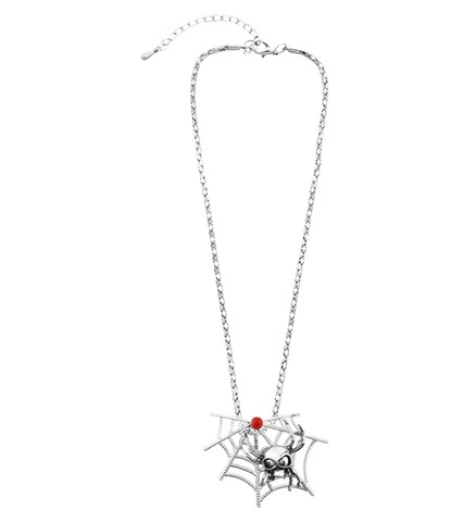 Collier toile d'araignée avec pierre rouge 2