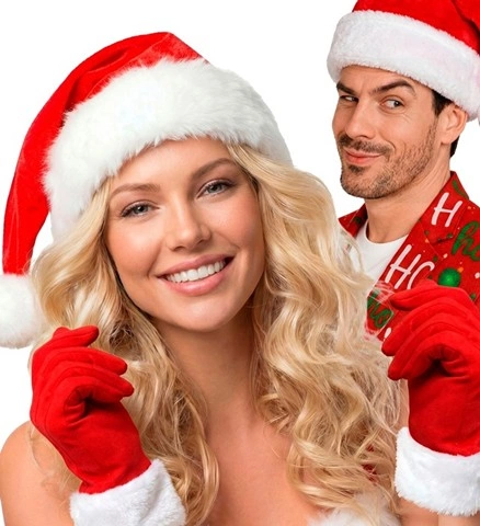 Gants de Père Noël rouges à bordure blanche 2