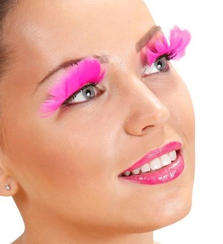 Faux cils plumes roses 2