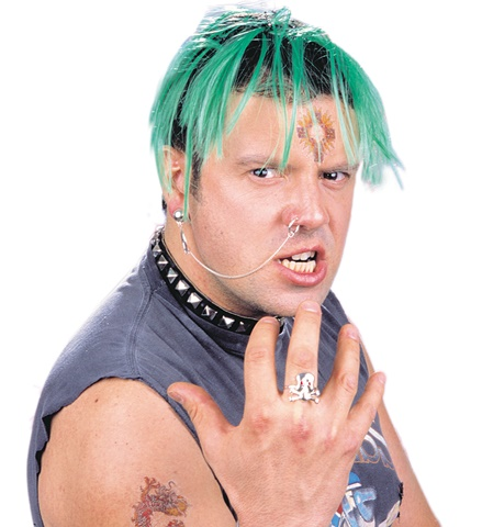 Set bijoux punk bague tête de mort et chaîne nez-oreille 2