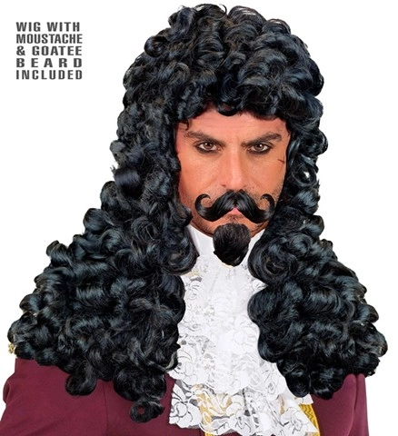 Perruque de capitaine pirate avec moustache et barbiche 2
