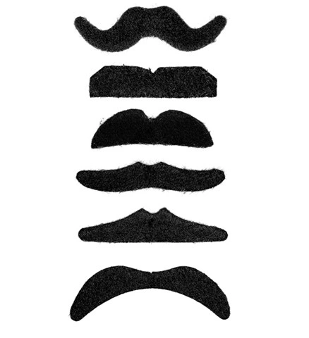 Lot de 6 moustaches noires auto-adhésives 2