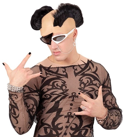 Perruque punk noire à double crête 2