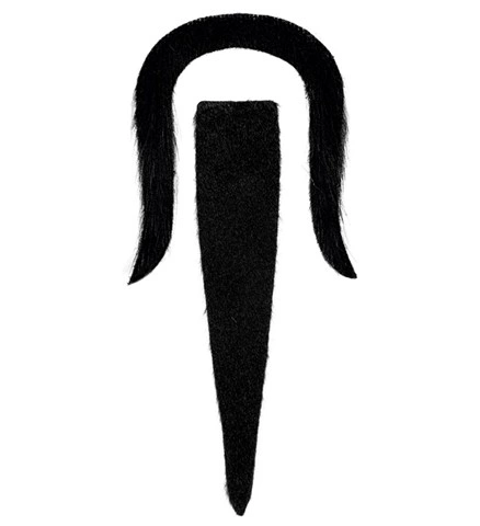 Moustache et barbe noires adhésives style mandarin 2