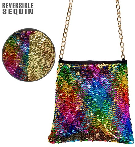 Sac à sequins réversibles arc-en-ciel / or 2