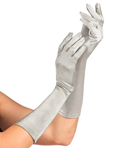 Gants longs satin argent 40 cm 2
