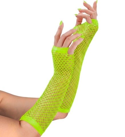 Gants résille vert fluo 33 cm 2