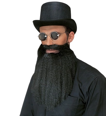 Barbe noire avec moustache et fausses lèvres 2