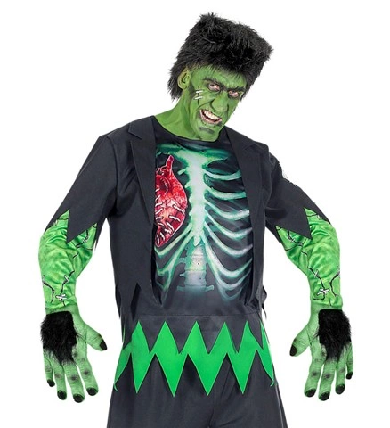 Paire de gants de monstre verts poilus en latex 2