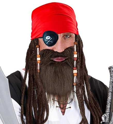 Set de pirate (bandeau, cache-œil, barbe et moustache) 2