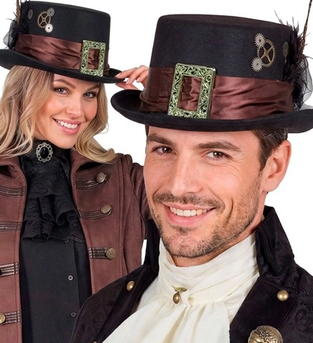 Chapeau haut-de-forme steampunk en feutre 2