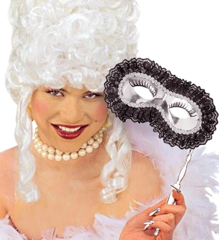 Masque vénitien Rialto avec bâton, 2 coloris assortis 2