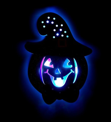 Décoration murale citrouille lumineuse 2