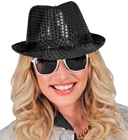 Chapeau fedora à sequins noirs 2