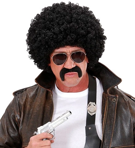 Perruque afro avec moustache et lunettes de soleil 2