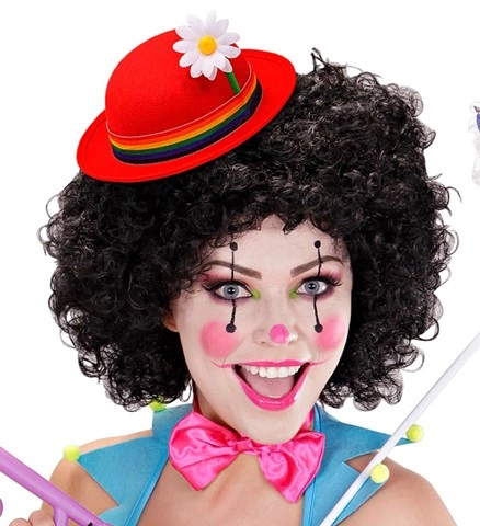 Mini chapeau melon de clown rouge avec marguerite 4