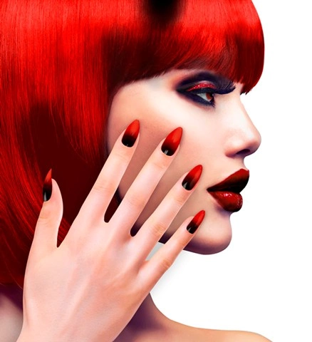 Set de 12 faux ongles stiletto rouge et noir 2