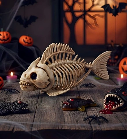 Décoration squelette poisson piranha 23 cm 2