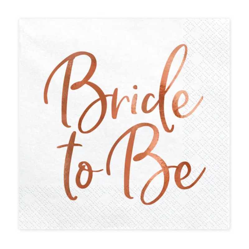 Serviettes "Bride to be" rose gold, paquet de 20