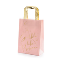 Sacs cadeaux "Prosecco" rose et or, paquet de 6