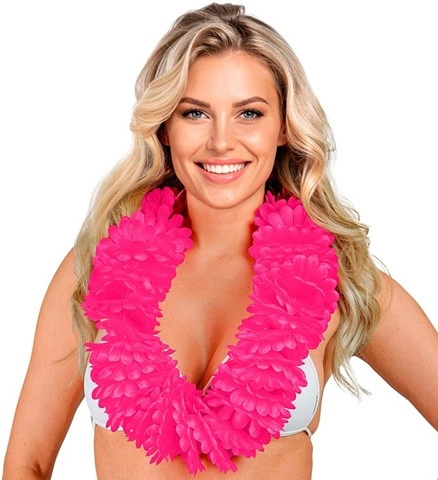 Collier hawaïen deluxe rose 3