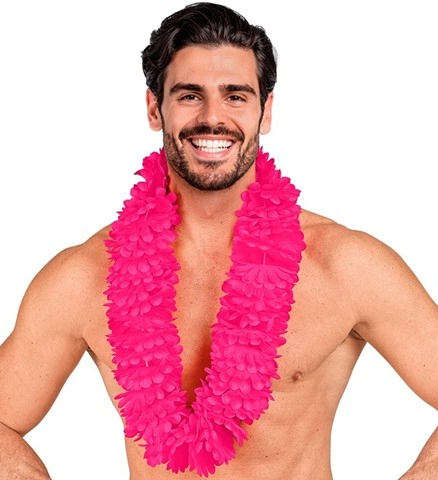 Collier hawaïen deluxe rose 4