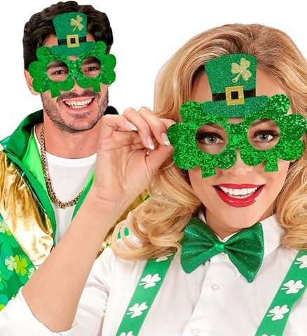 Lunettes trèfle Saint-Patrick avec mini chapeau 2