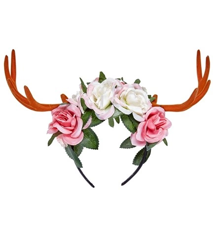 Serre-tête bois de cerf avec fleurs 2