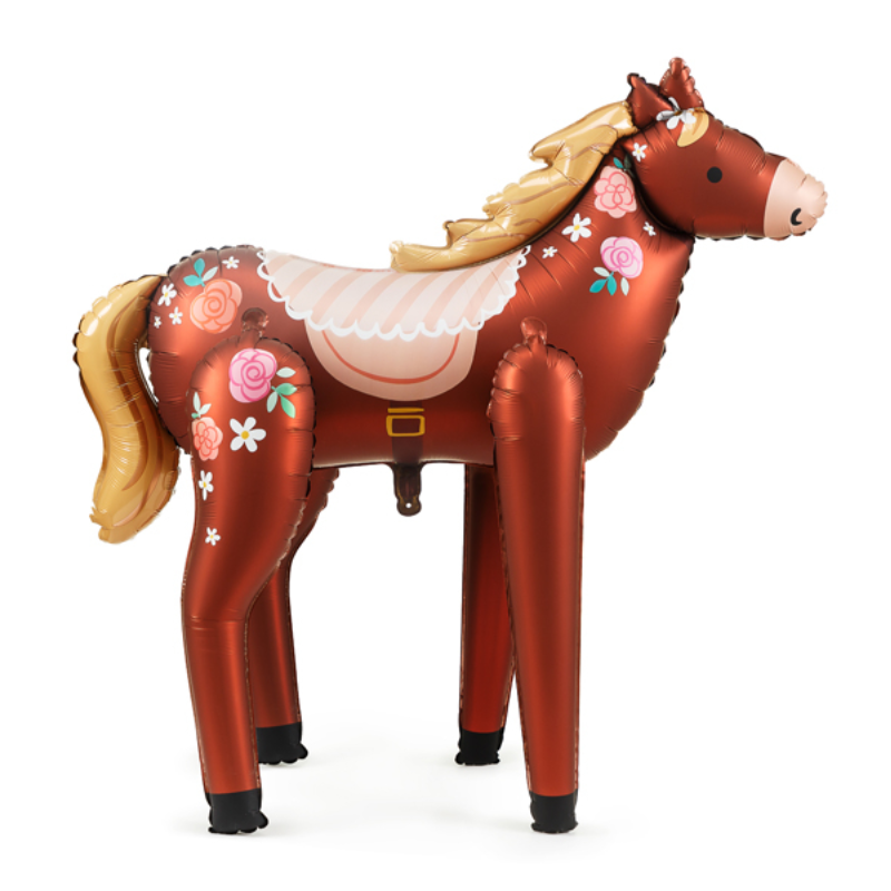 Ballon alu cheval et fleurs 105 cm