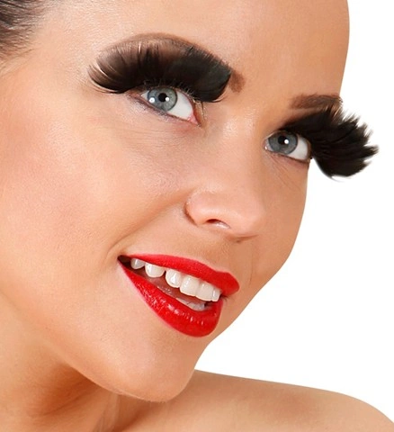Faux cils en plumes noires avec colle 2