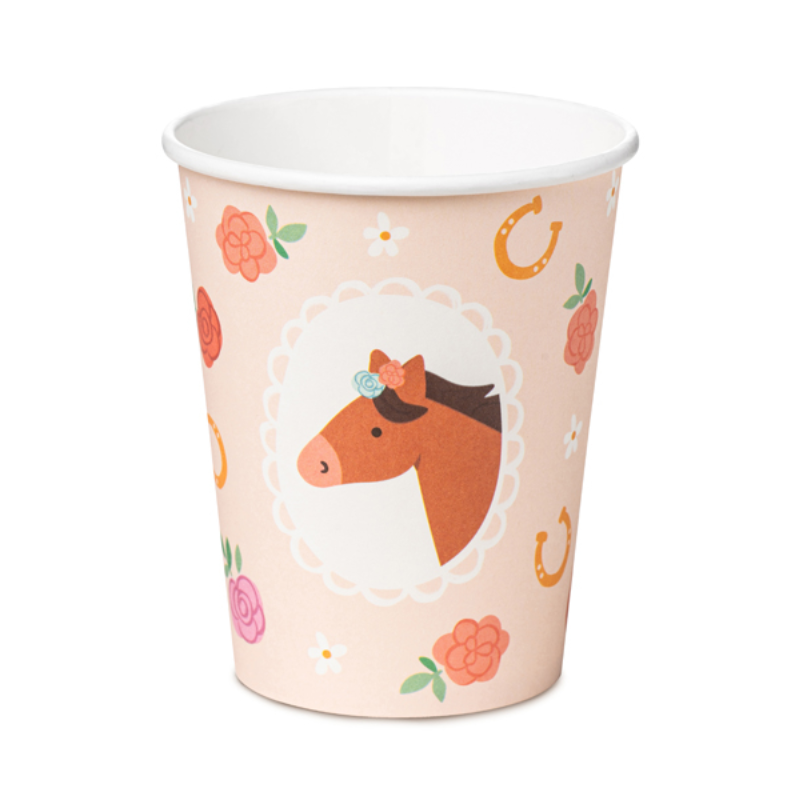 Gobelets en papier cheval 220 ml, paquet de 6