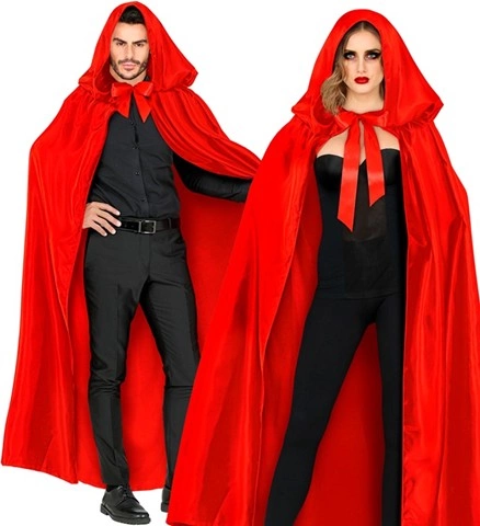 Cape rouge en satin avec capuche 145 cm 2