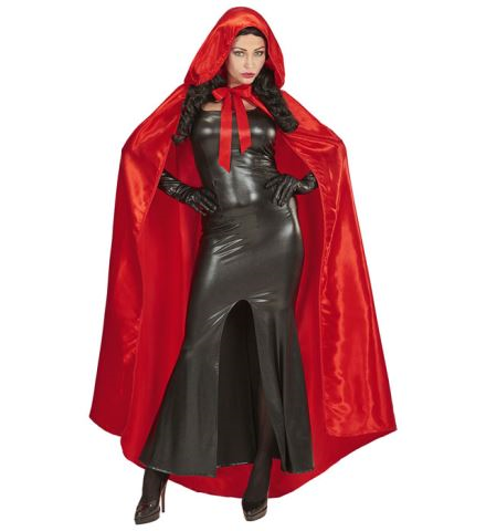Cape rouge en satin avec capuche 145 cm 3