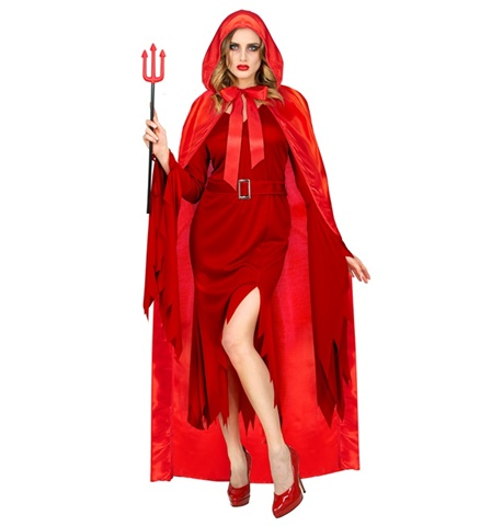Cape rouge en satin avec capuche 145 cm 5