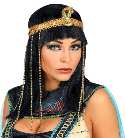 Perruque d'impératrice égyptienne avec bandeau serpent perlé 2