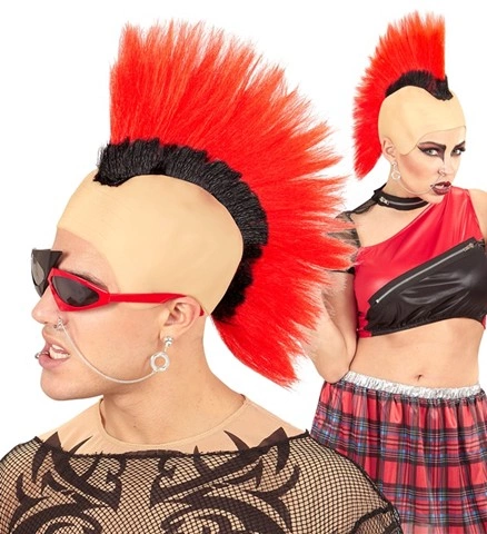 Coiffe crête punk rouge 2