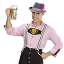 Chapeau Bavarois Gris avec bandeau ROSE et BLANC