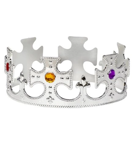 Couronne de roi argentée avec pierres, en plastique 2