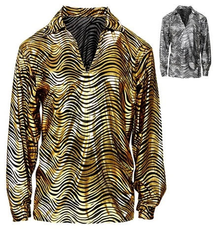 Chemise disco lamée or et argent 2