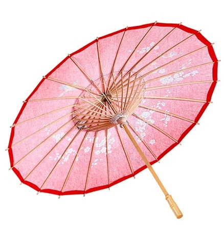 Ombrelle chinoise en papier de riz rouge, 84 cm 2