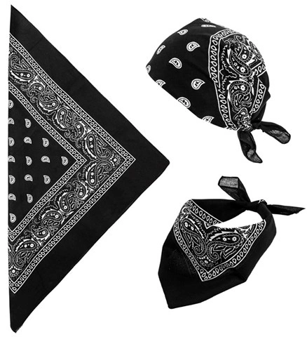 Bandana noir en coton 55 x 55 cm 2