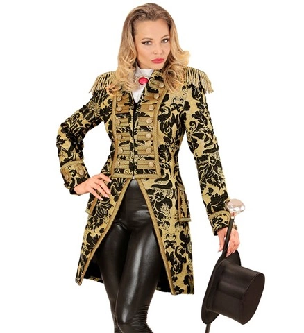 Manteau de parade jacquard doré pour femme 2