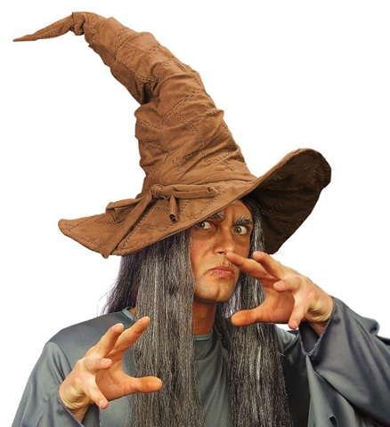 Chapeau de sorcier marron en simili cuir 3