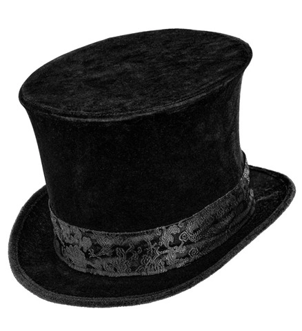 Chapeau haut de forme velours noir de luxe 3