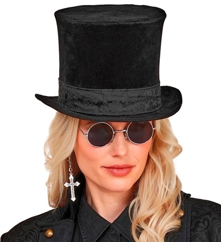 Chapeau haut de forme velours noir de luxe 4