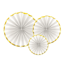 Rosettes blanches avec bordure or - Lot de 3
