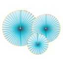 Rosettes bleu pastel avec bordure or - Lot de 3