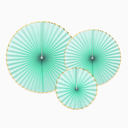 Rosettes vert menthe avec bordure or - Lot de 3